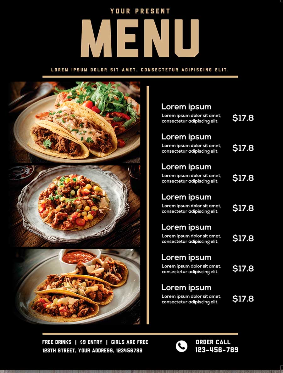 Professional restaurant menu design in Miami