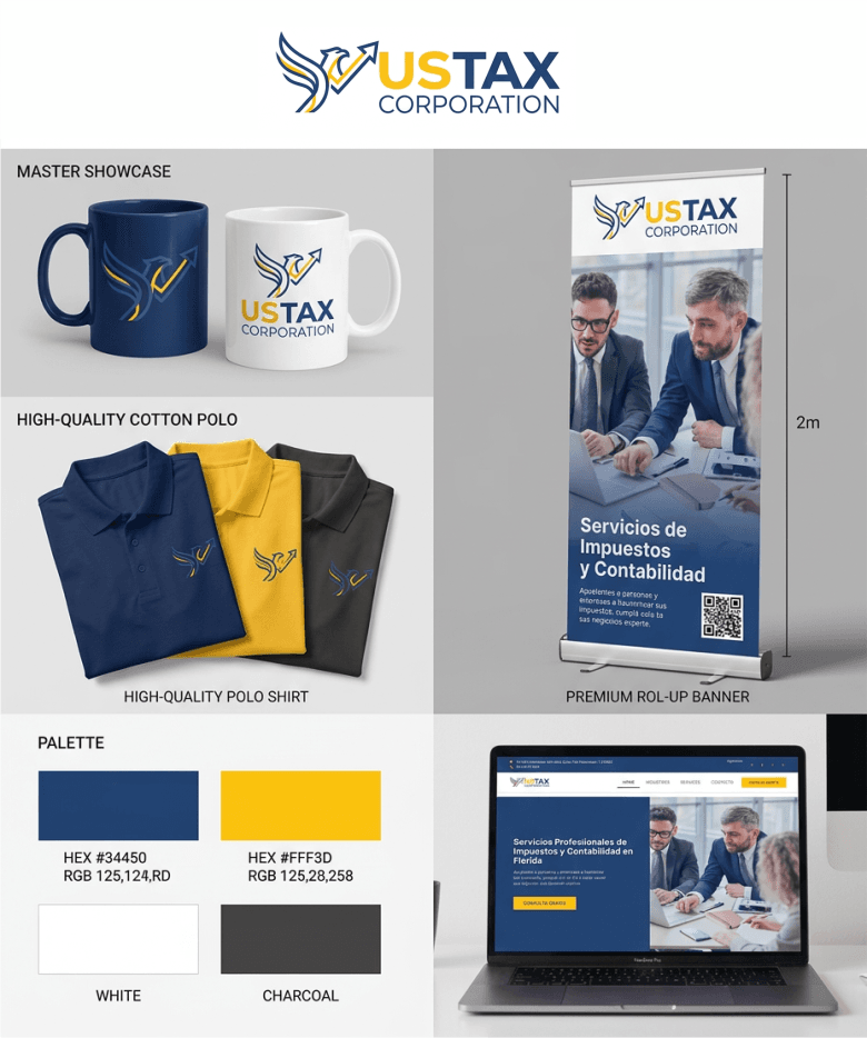 Custom logo design and branding presentation in Miami